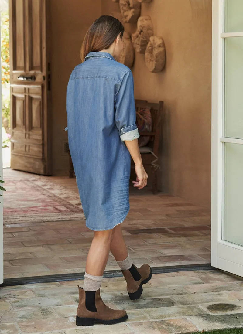 Mary Vintage Stonewashed Denim Shirt Dress