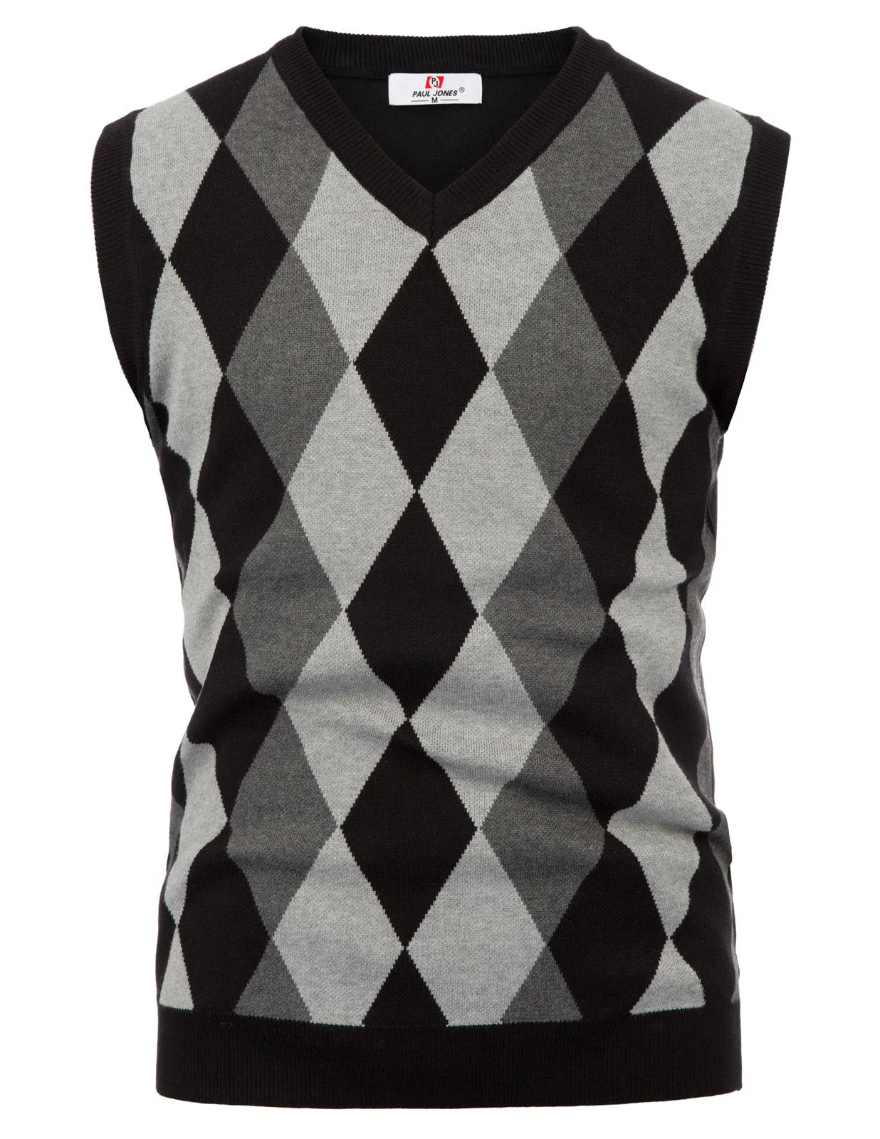 Men Stylish Sleeveless V-Neck Contrast Color Pullover Knitting Vest Knitwear