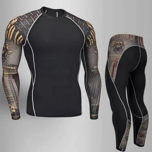 Men's Compression Thermal Underwear - Black/Yellow