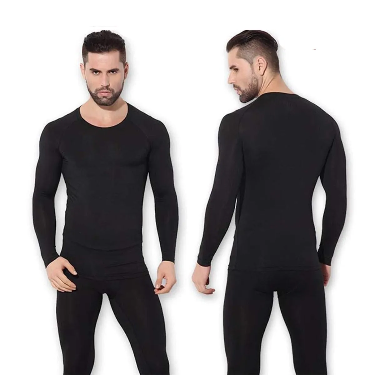 Men's Fleece Lined Thermal Underwear - Black