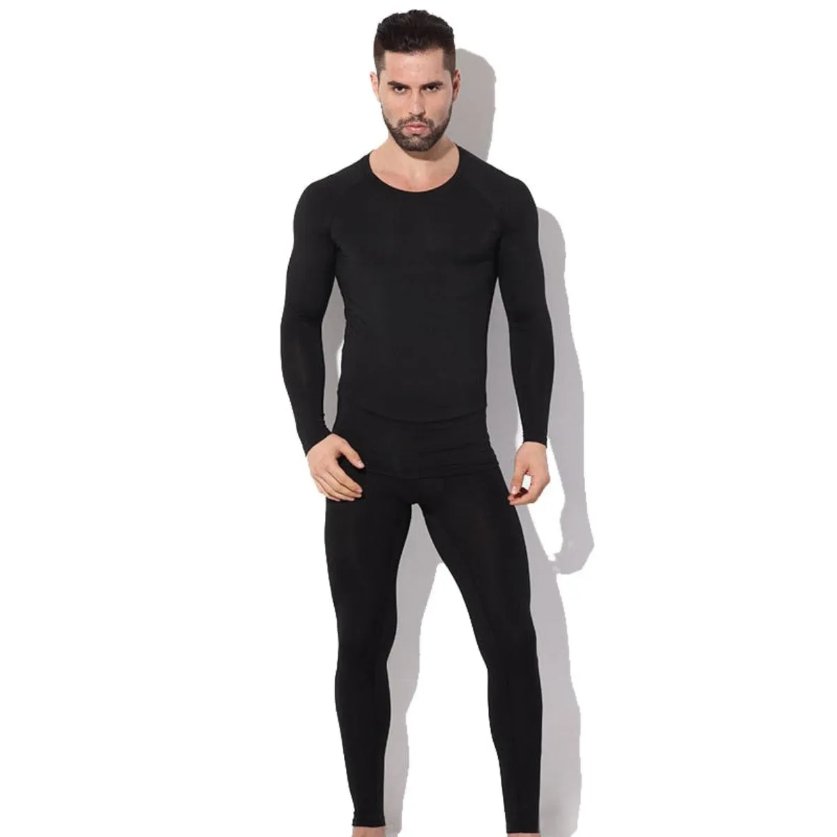 Men's Fleece Lined Thermal Underwear - Black