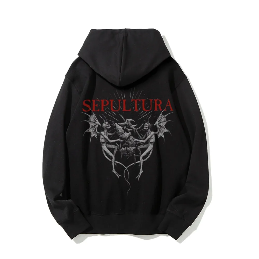 Mens Sepultura Skull Graphic Hoodies