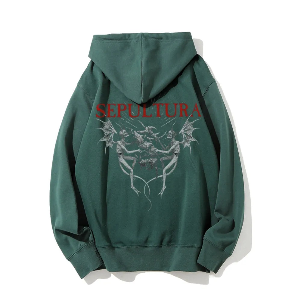 Mens Sepultura Skull Graphic Hoodies