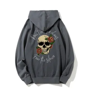 Mens Skeleton with Rose Graphic Hoodies