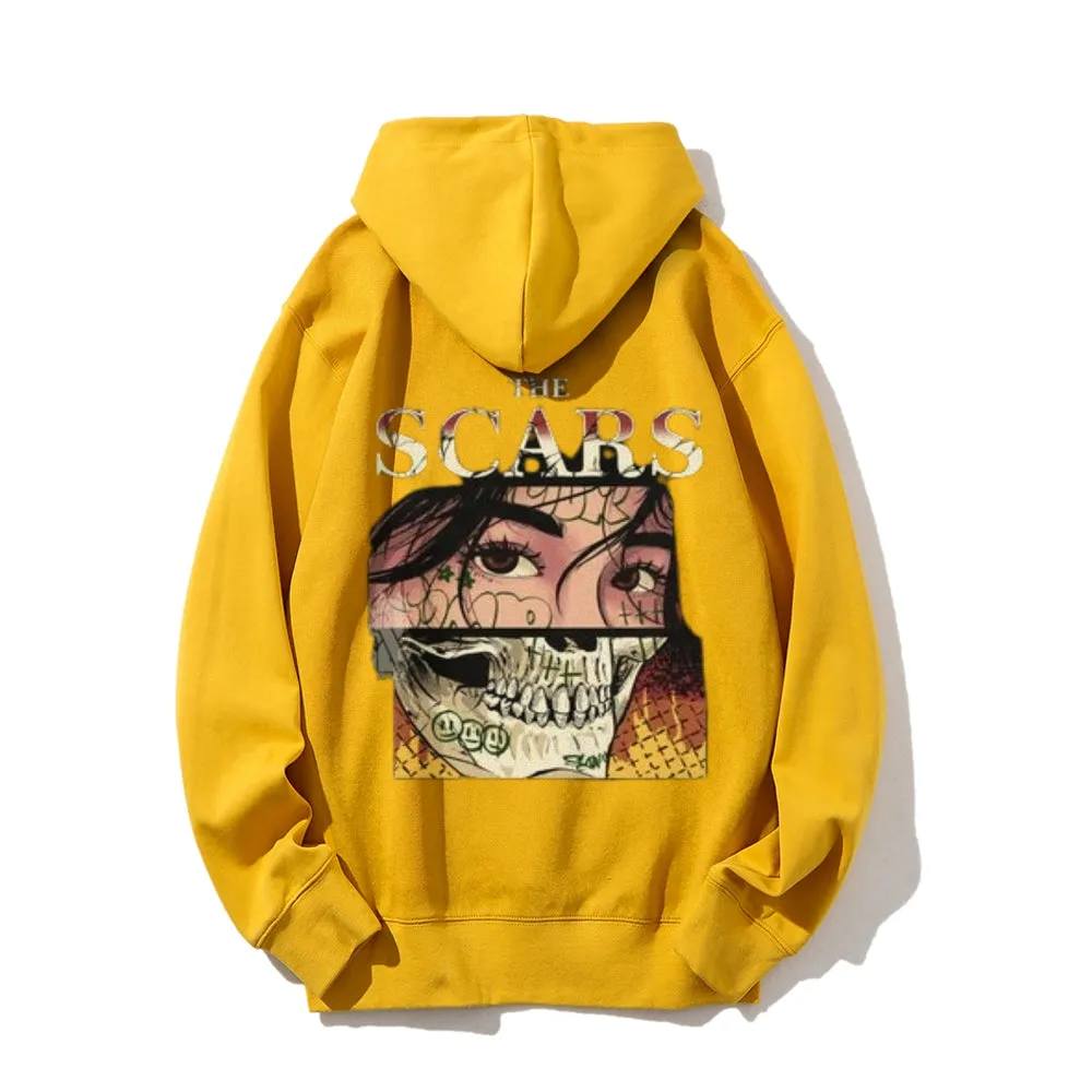 Mens THE SCARS Skull Girl Graphic Hoodies