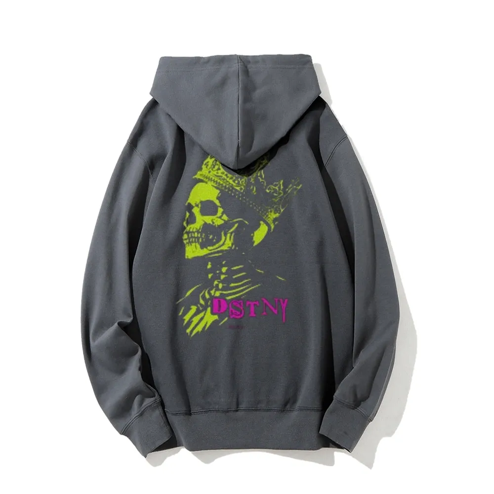 Mens Vintage Dstny Queen Darkness Style Print Graphic Pullover With Kangaroo Pocket Hoodies