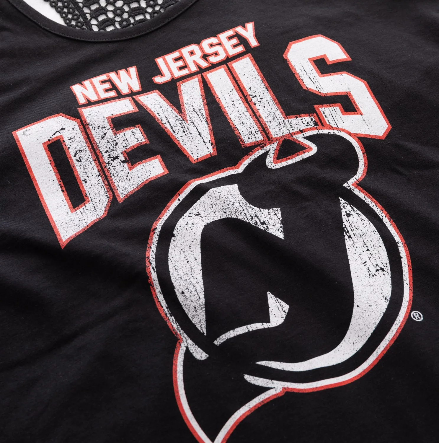 New Jersey Devils Ladies "Distressed" Lace Flowy Tank Top