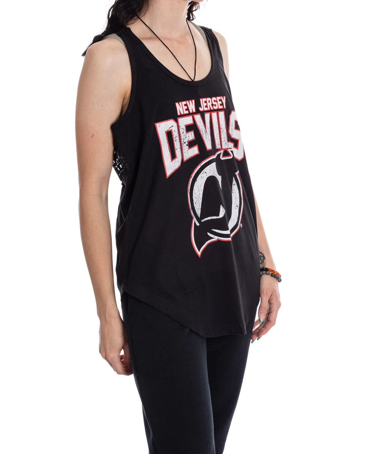 New Jersey Devils Ladies "Distressed" Lace Flowy Tank Top