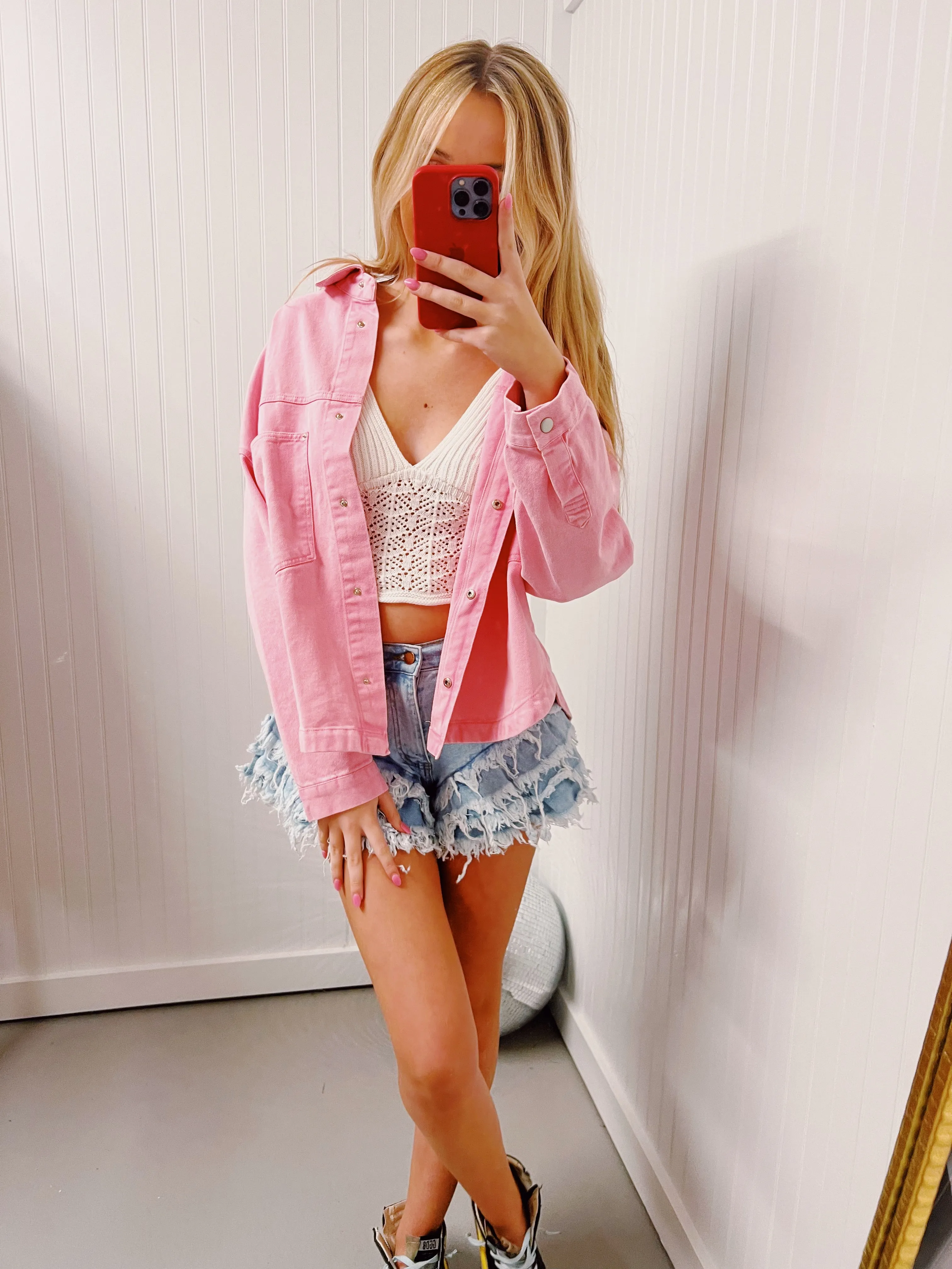 Nola Denim Jacket - Pink