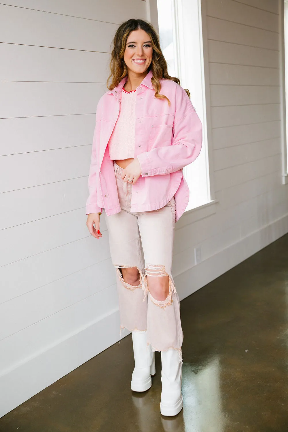 Nola Denim Jacket - Pink