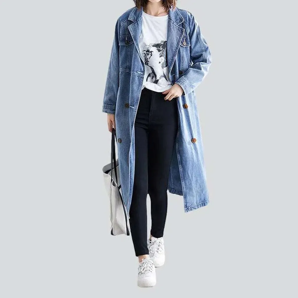 Oversized bleached women's denim coat