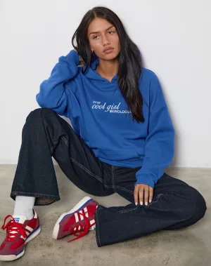 Oversized Hoodie in Cobalt Blue with Cool Girl Graphic