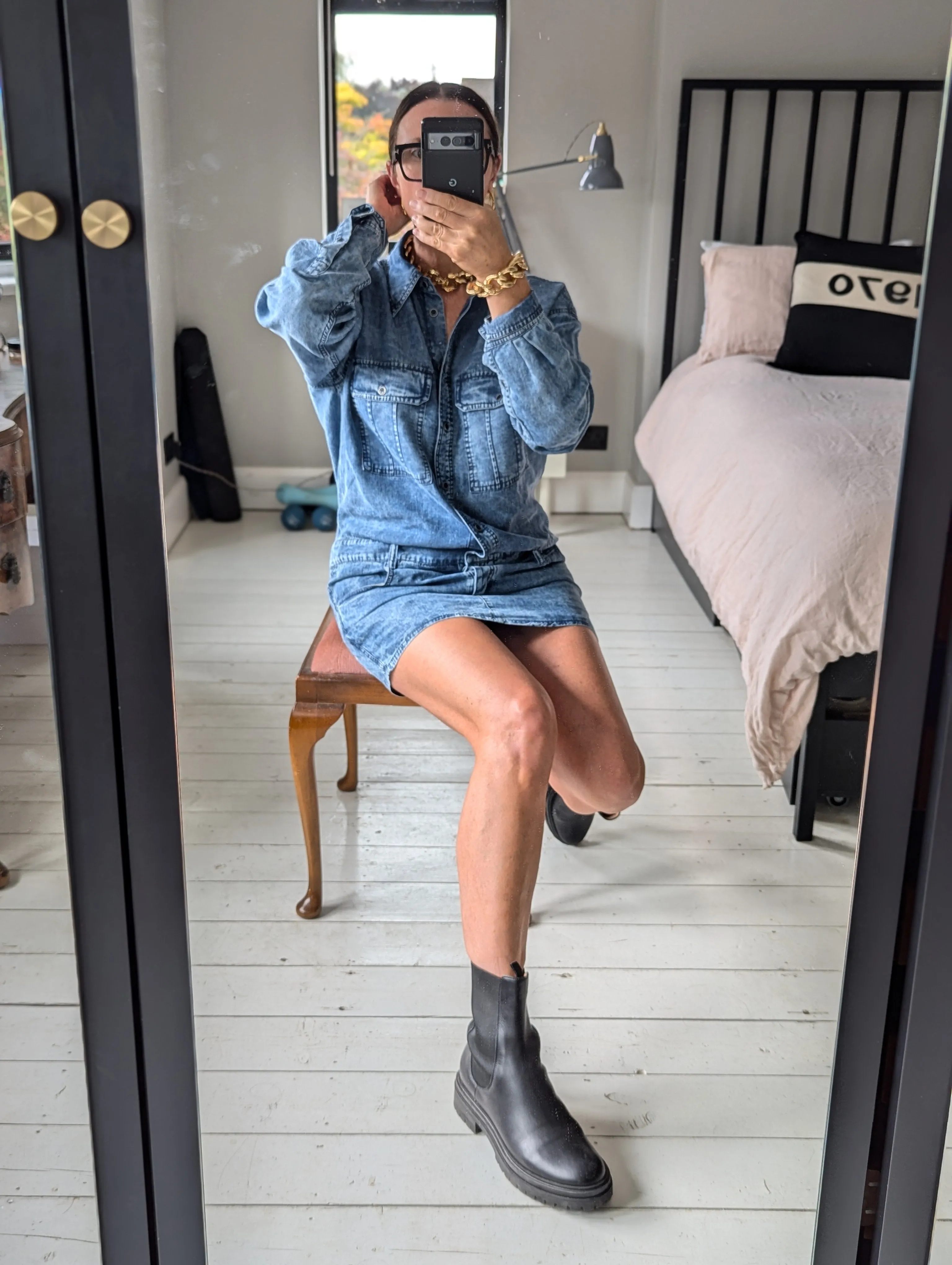 Palvina Blue Denim Shirt Dress