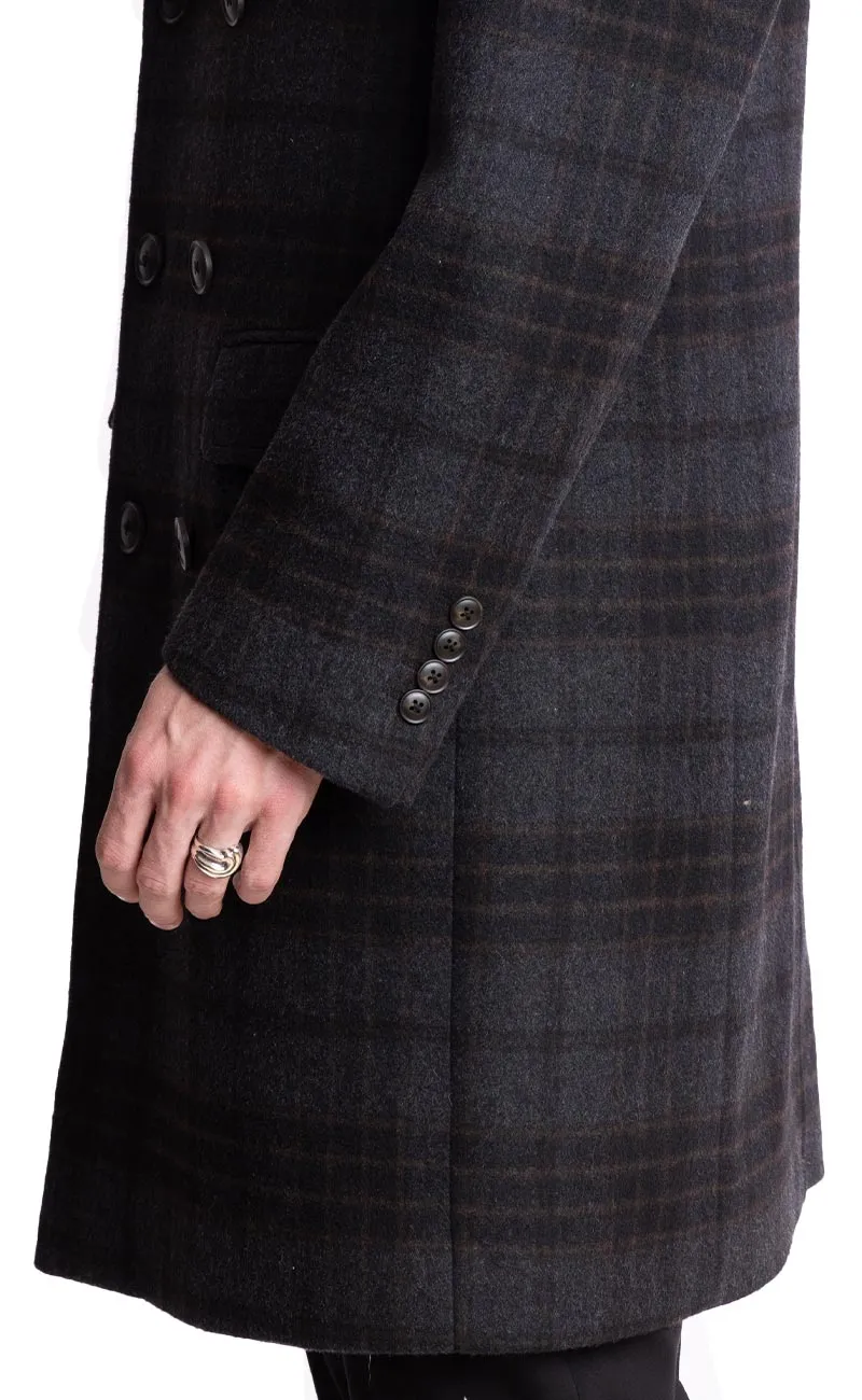 Peak DB Coat - slim - Charcoal Check Soft Touch