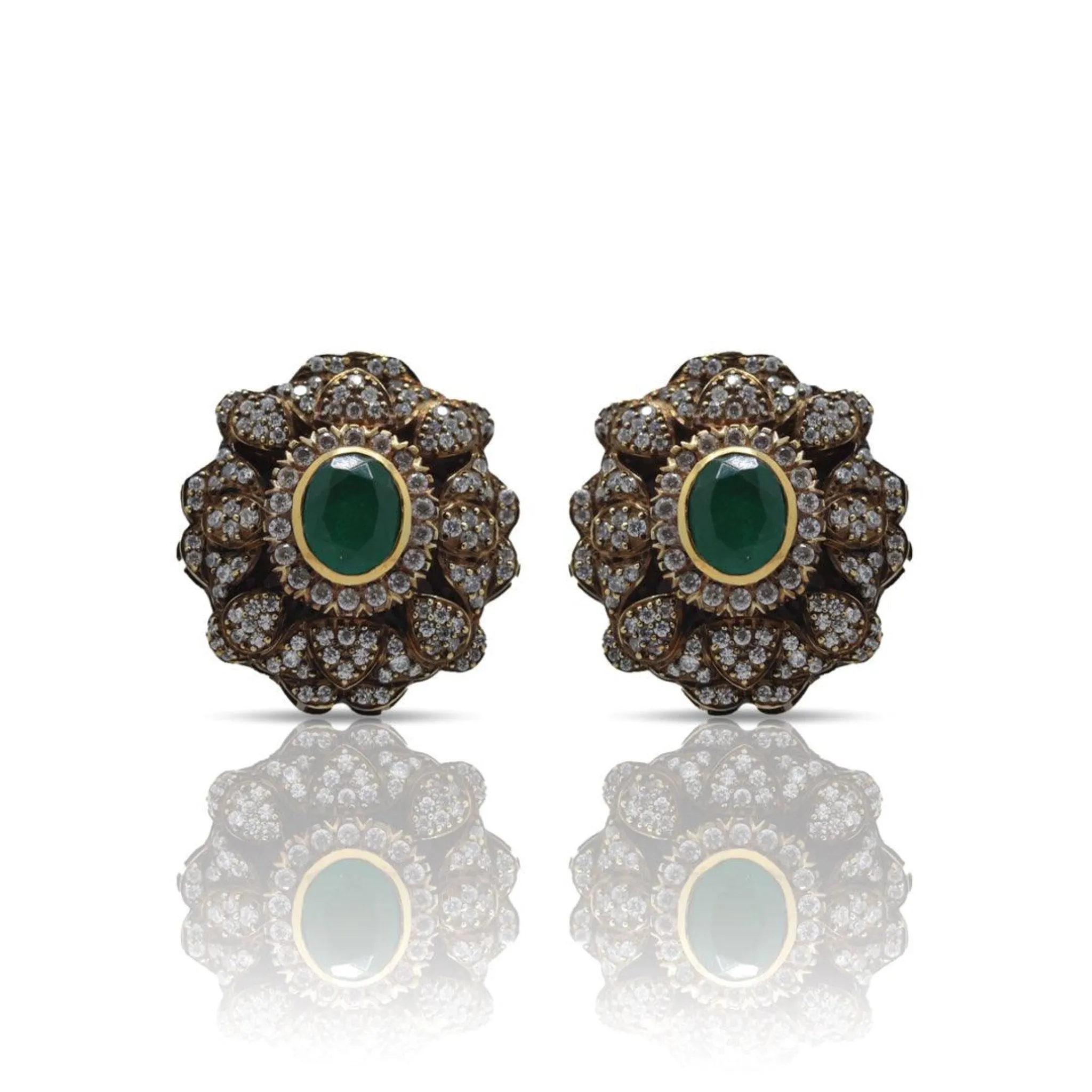 Radiant Flower Emerald Earrings