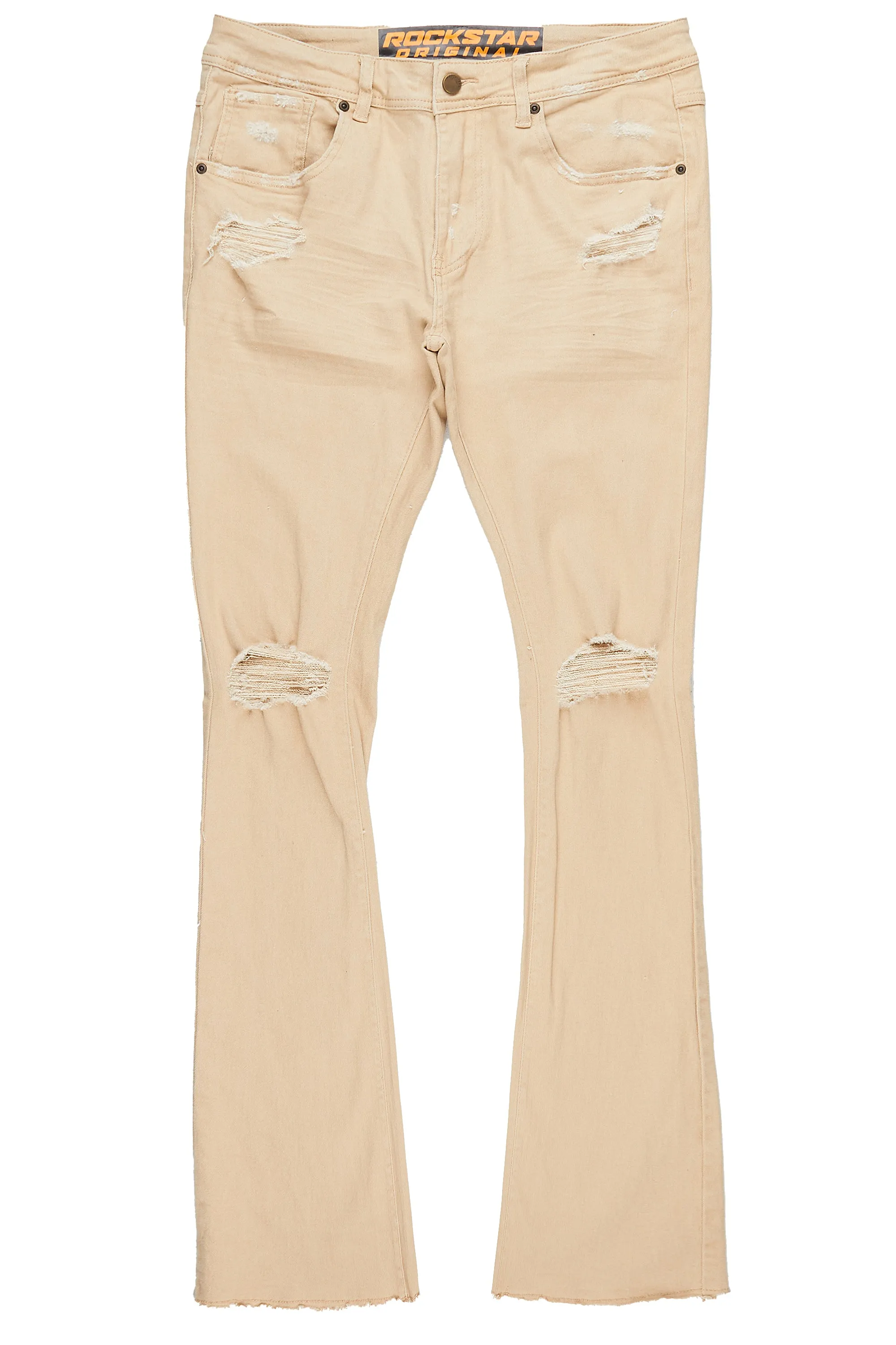 Rebel Khaki Stacked Flare Jean