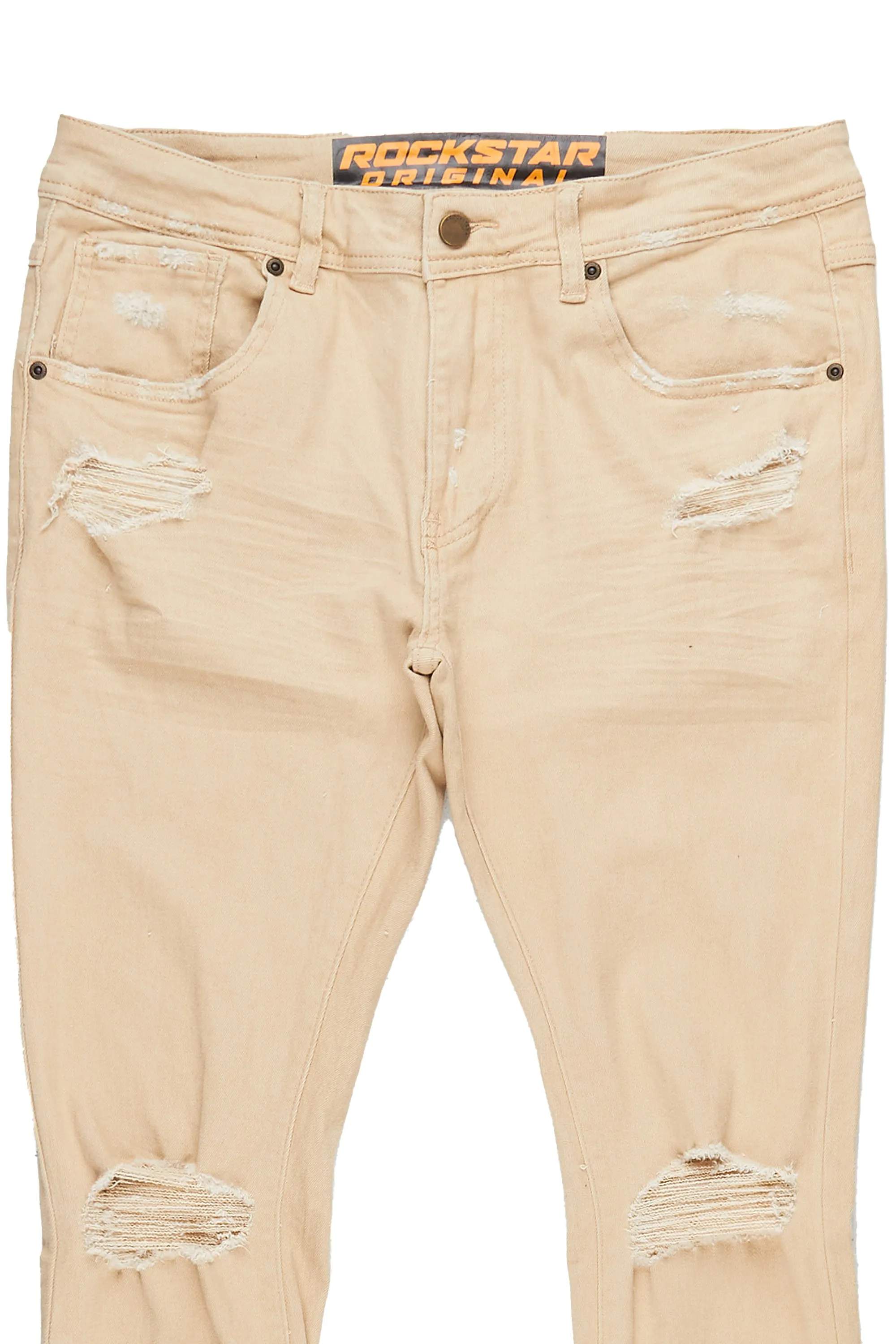 Rebel Khaki Stacked Flare Jean