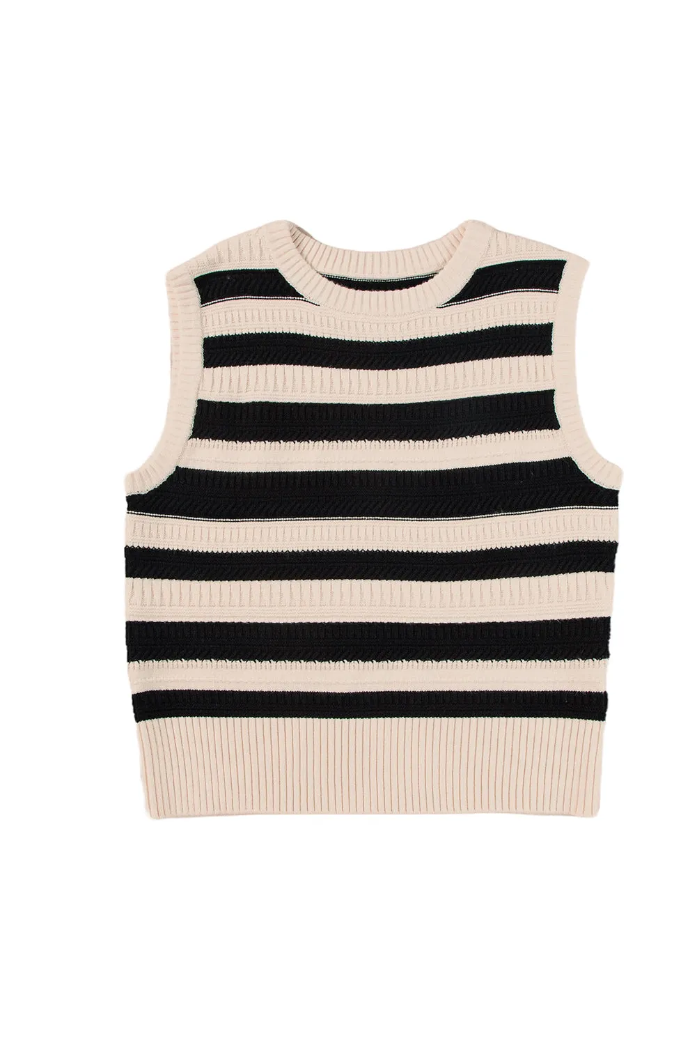 Ribbed Trim Knitted Sweater Vest