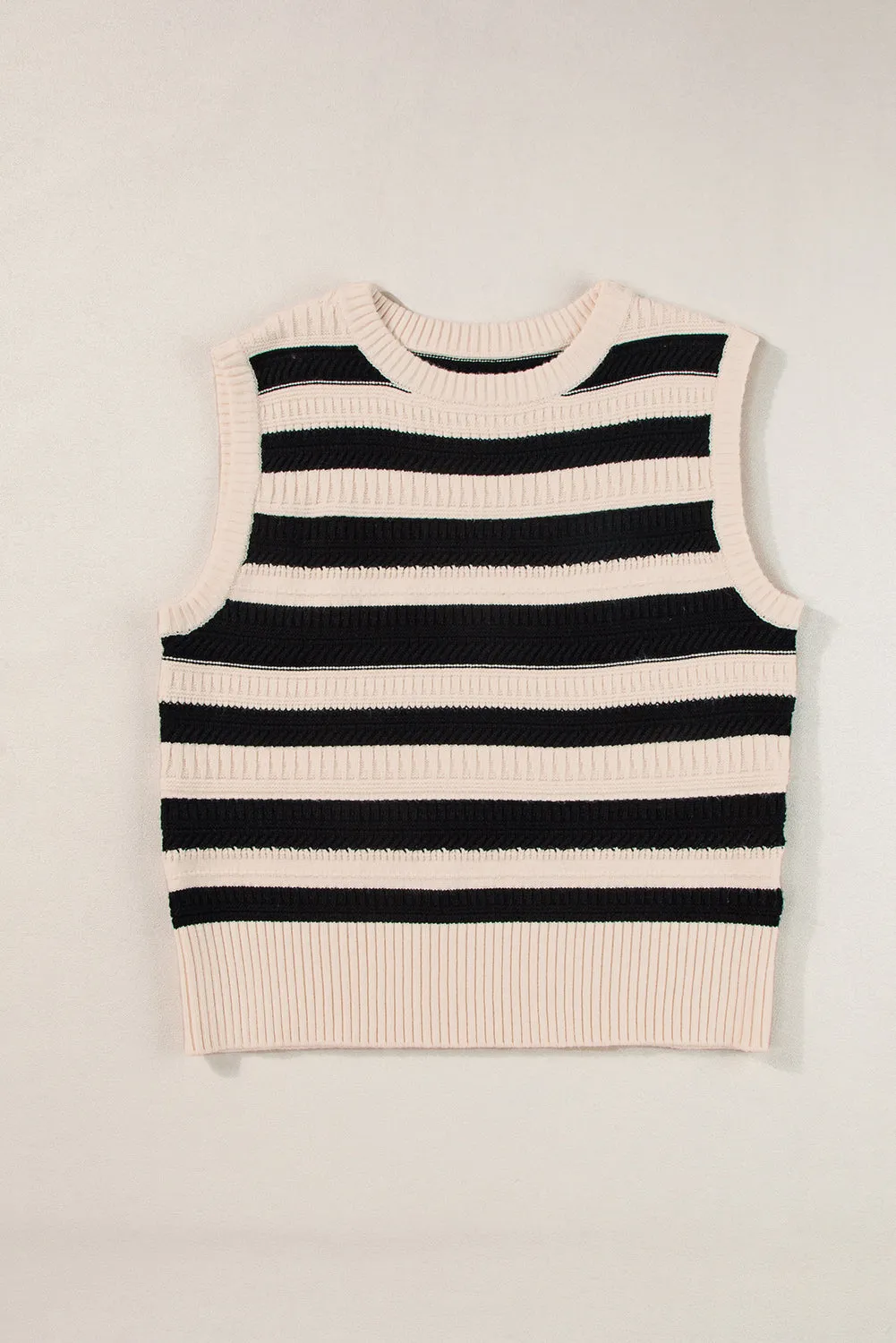 Ribbed Trim Knitted Sweater Vest