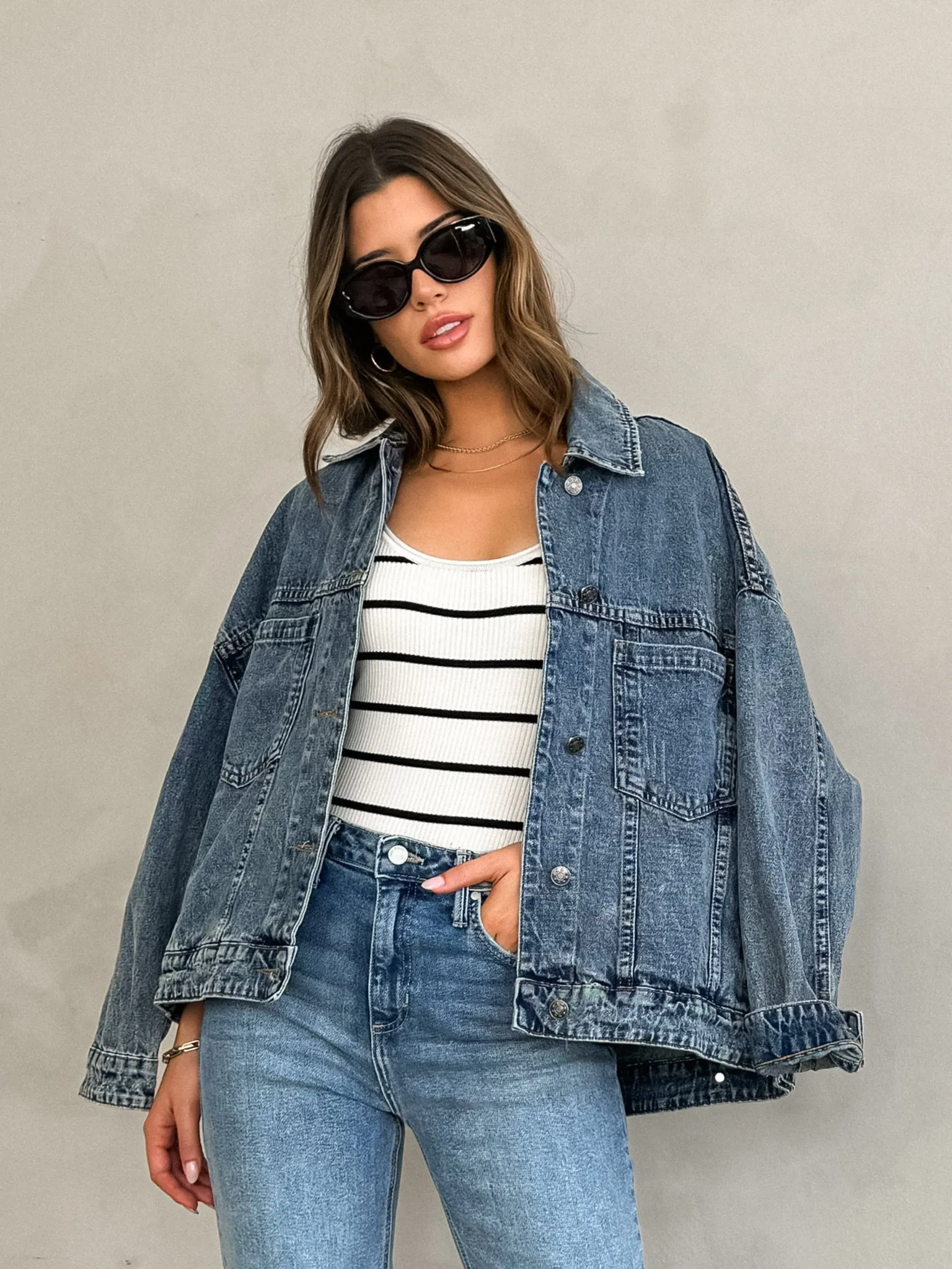 Rickie Pleated Denim Jacket