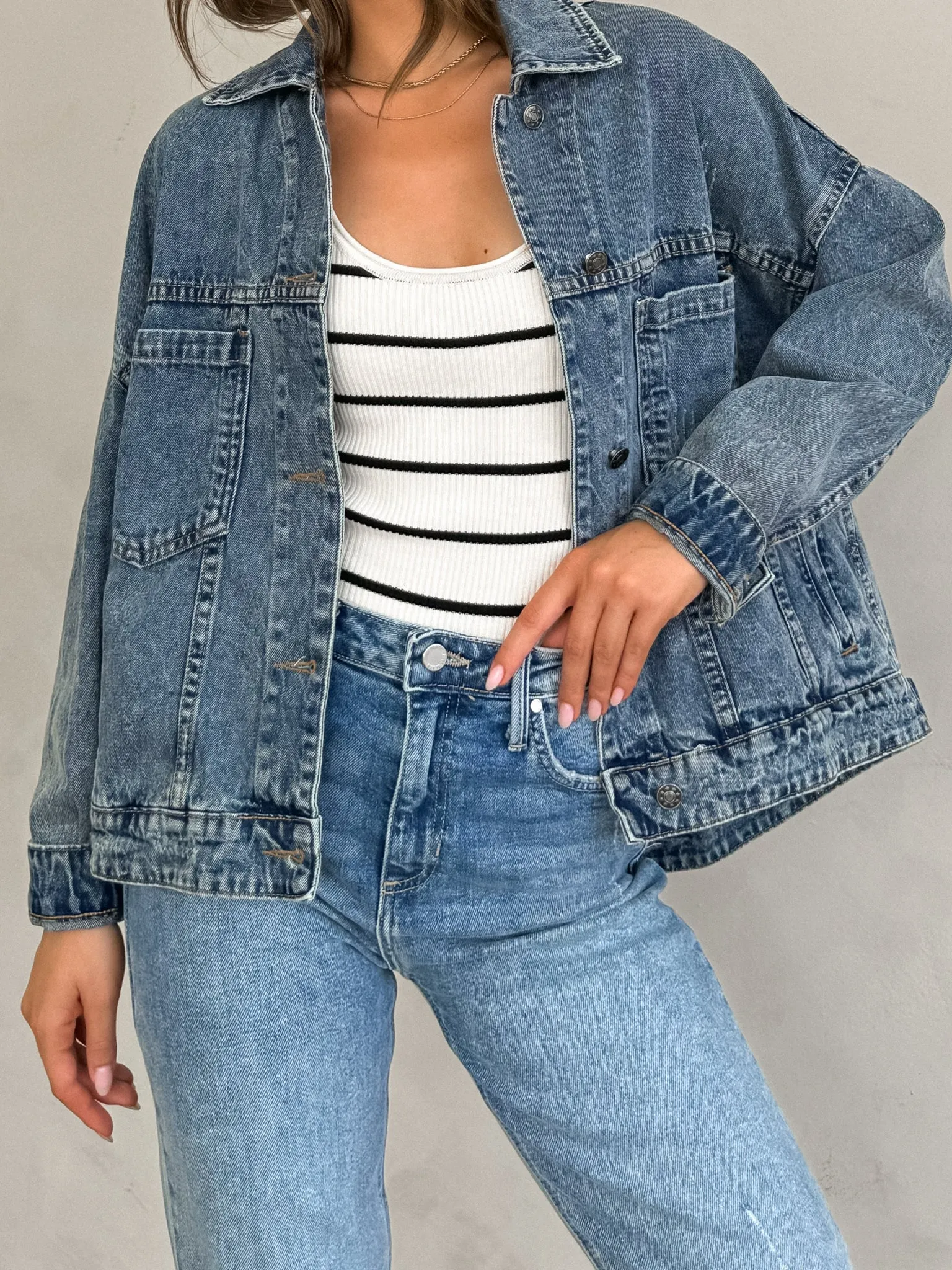 Rickie Pleated Denim Jacket