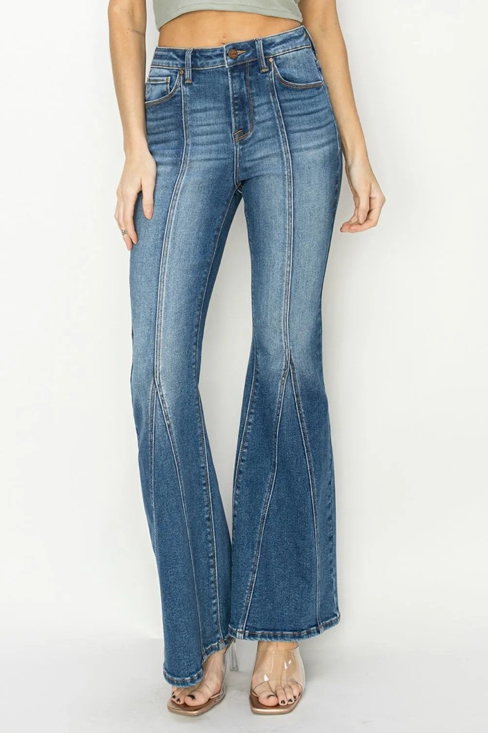 RISEN High Rise Front Seam Detailed Flare Jeans