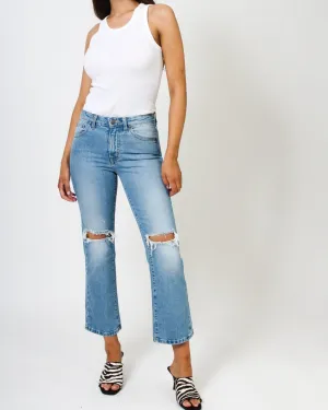 Rodger Crop Flare Jean - Distressed Rip