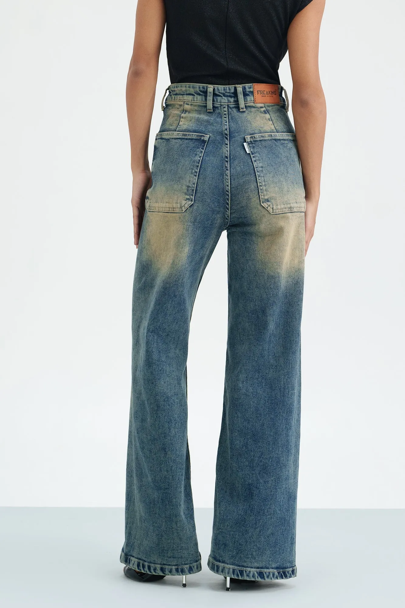 Rustic Rinse Retro Flare Stretch Jeans