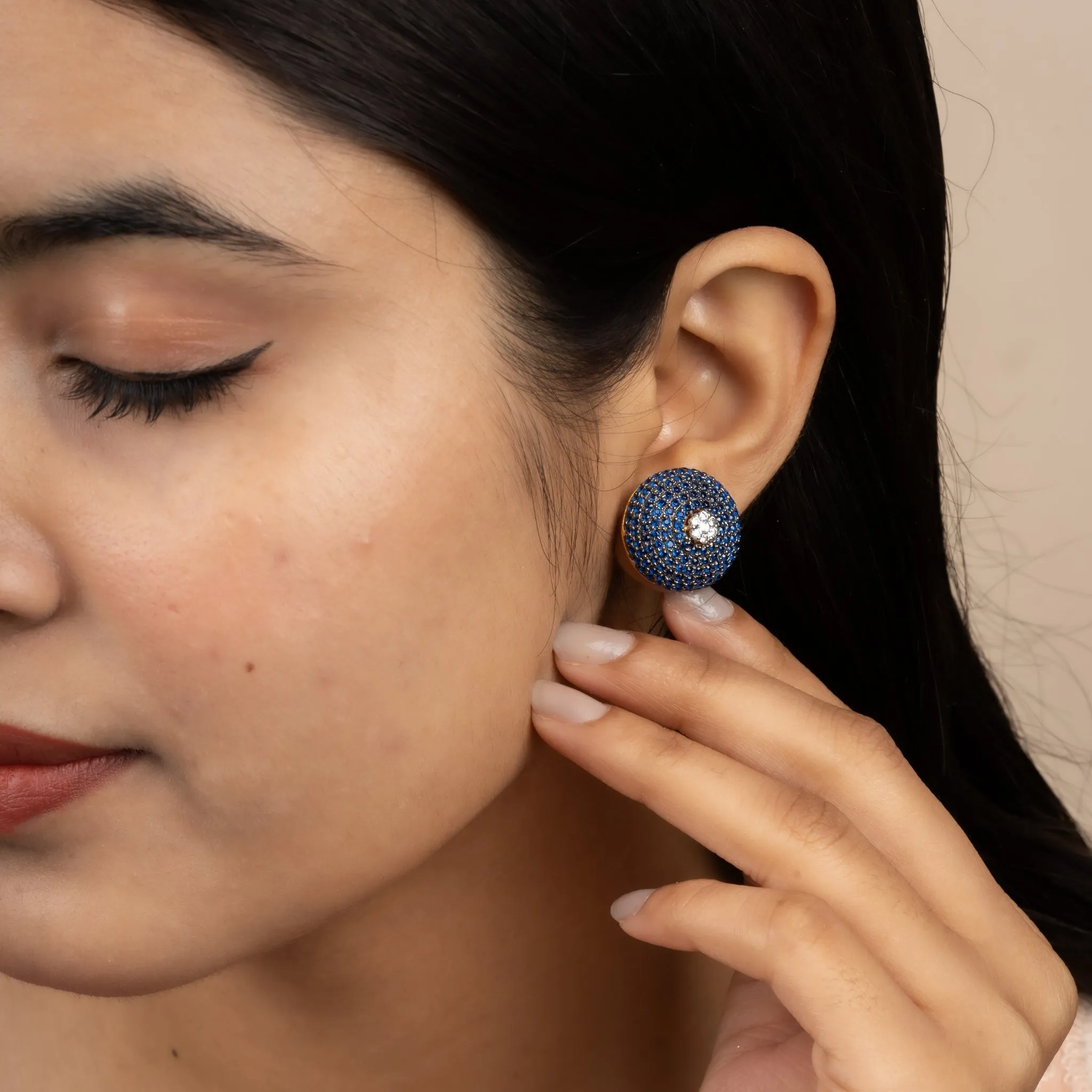 Sapphire Elegance Round Earrings