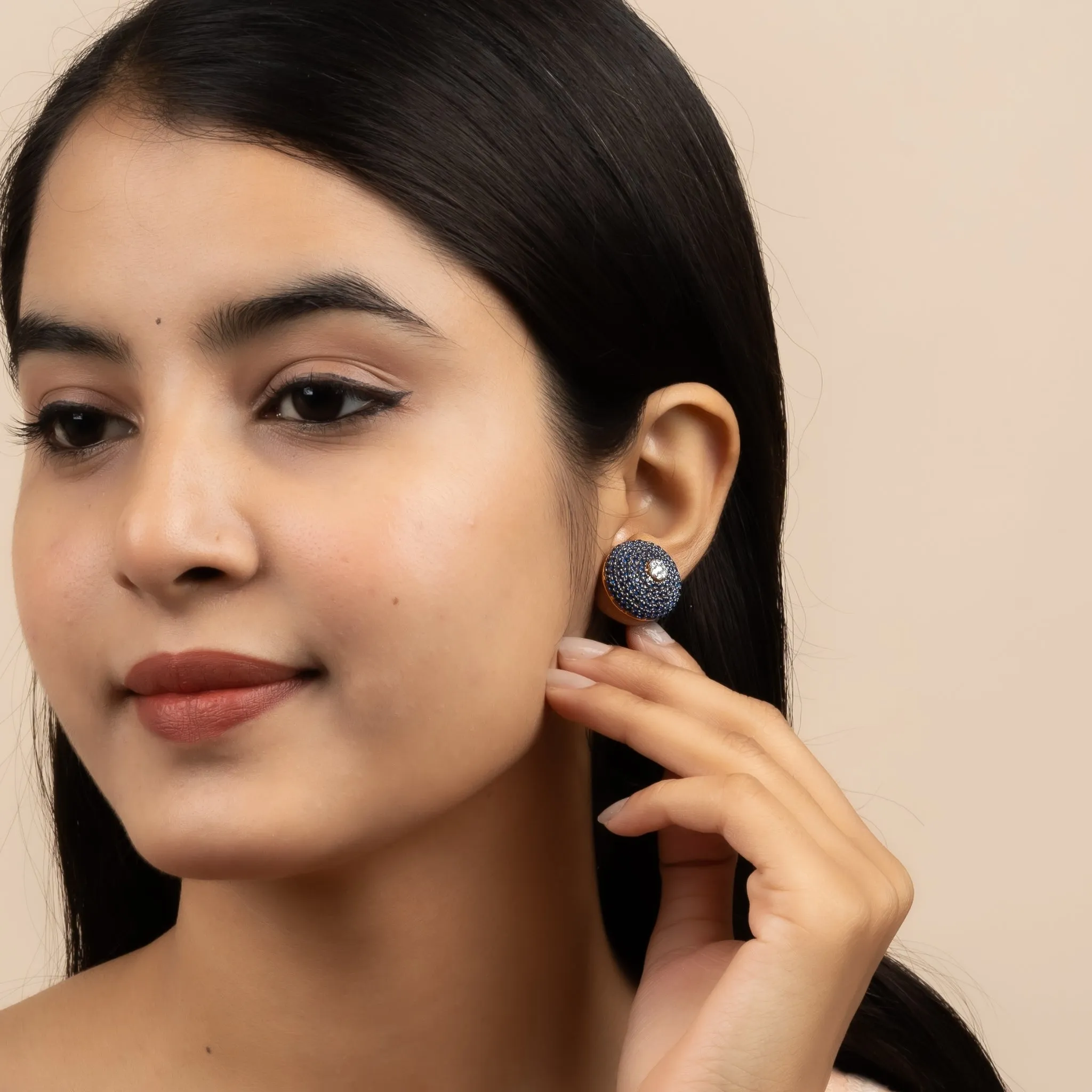 Sapphire Elegance Round Earrings