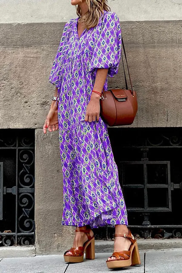 Sending Good Luck Printed Relaxed Midi Dress