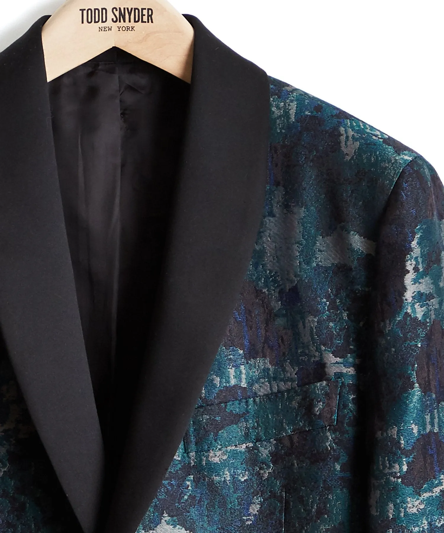 Silk Watercolor Jacquard Sutton Shawl Collar  Dinner Jacket in Green