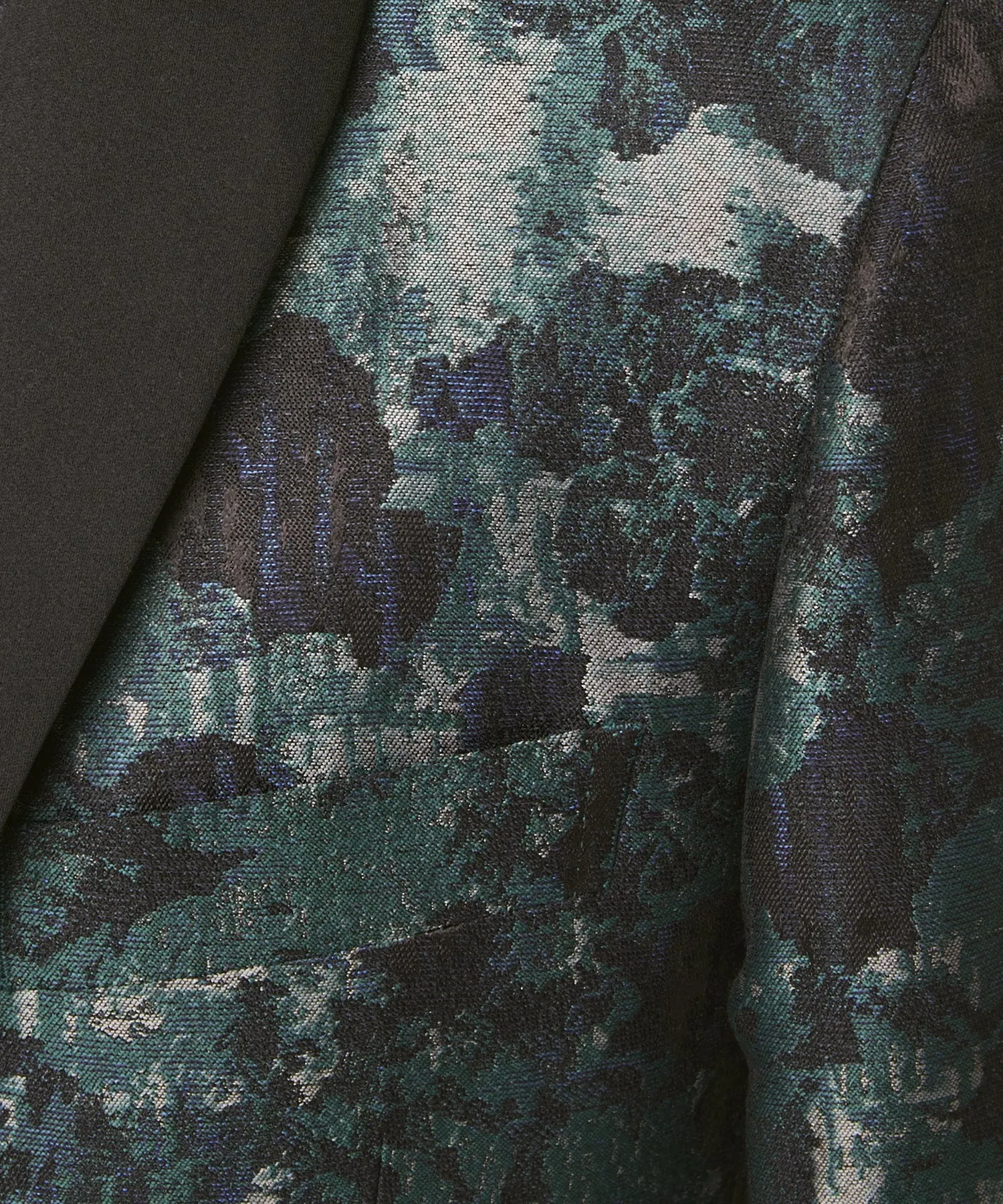 Silk Watercolor Jacquard Sutton Shawl Collar  Dinner Jacket in Green