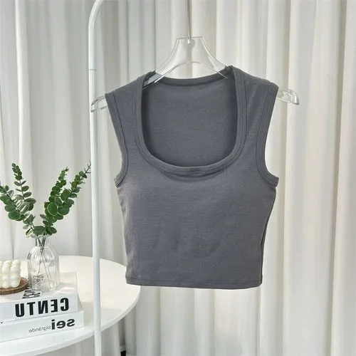 Sleeveless Tank Top Square Collar | Women's Square Collar Top - Chest