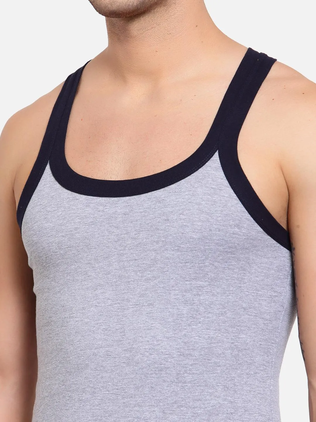 Sporto Mens Round Neck Solid Gym Vest Super Soft Cotton Pack Of 2