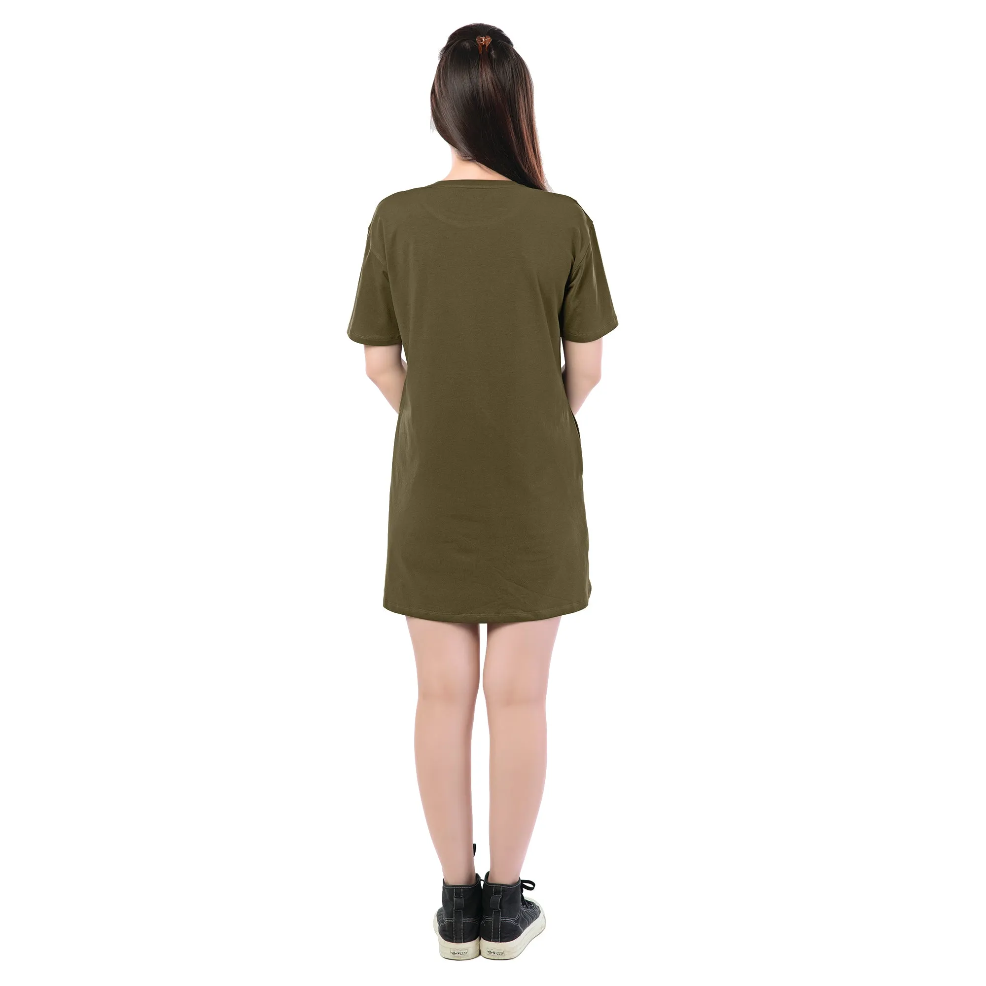 STD-24016 Cotton Olive Glow T-Shirt Dress Olive