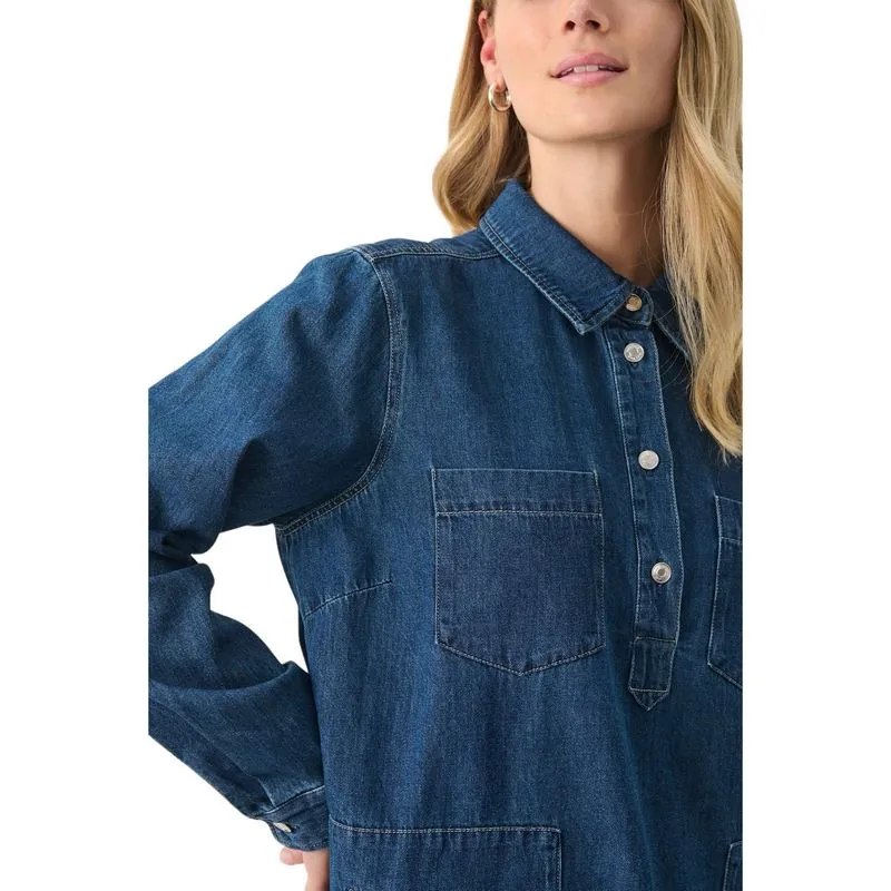 Stine Cotton Dress in Medium Blue Denim