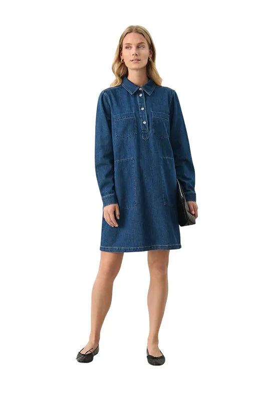 Stine Cotton Dress in Medium Blue Denim