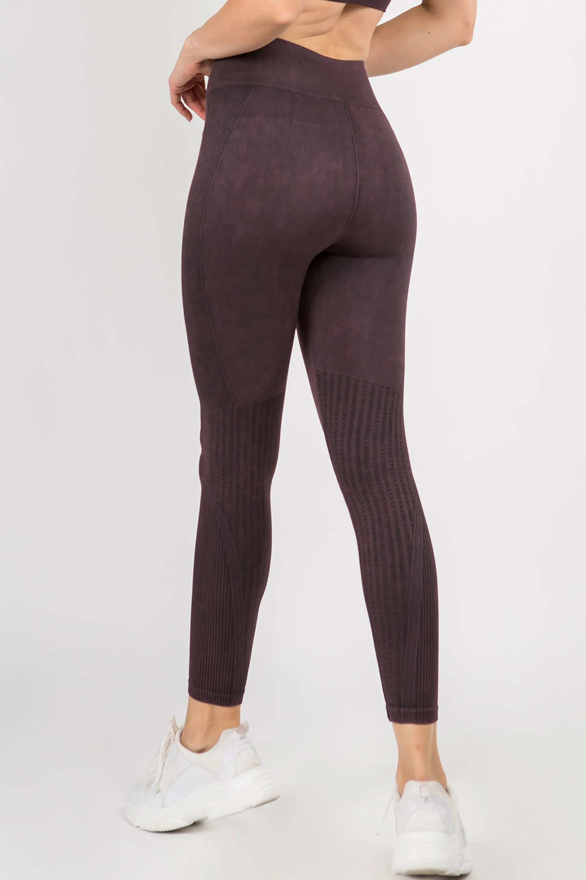 Stone Washed Moto Style Seamless Leggings