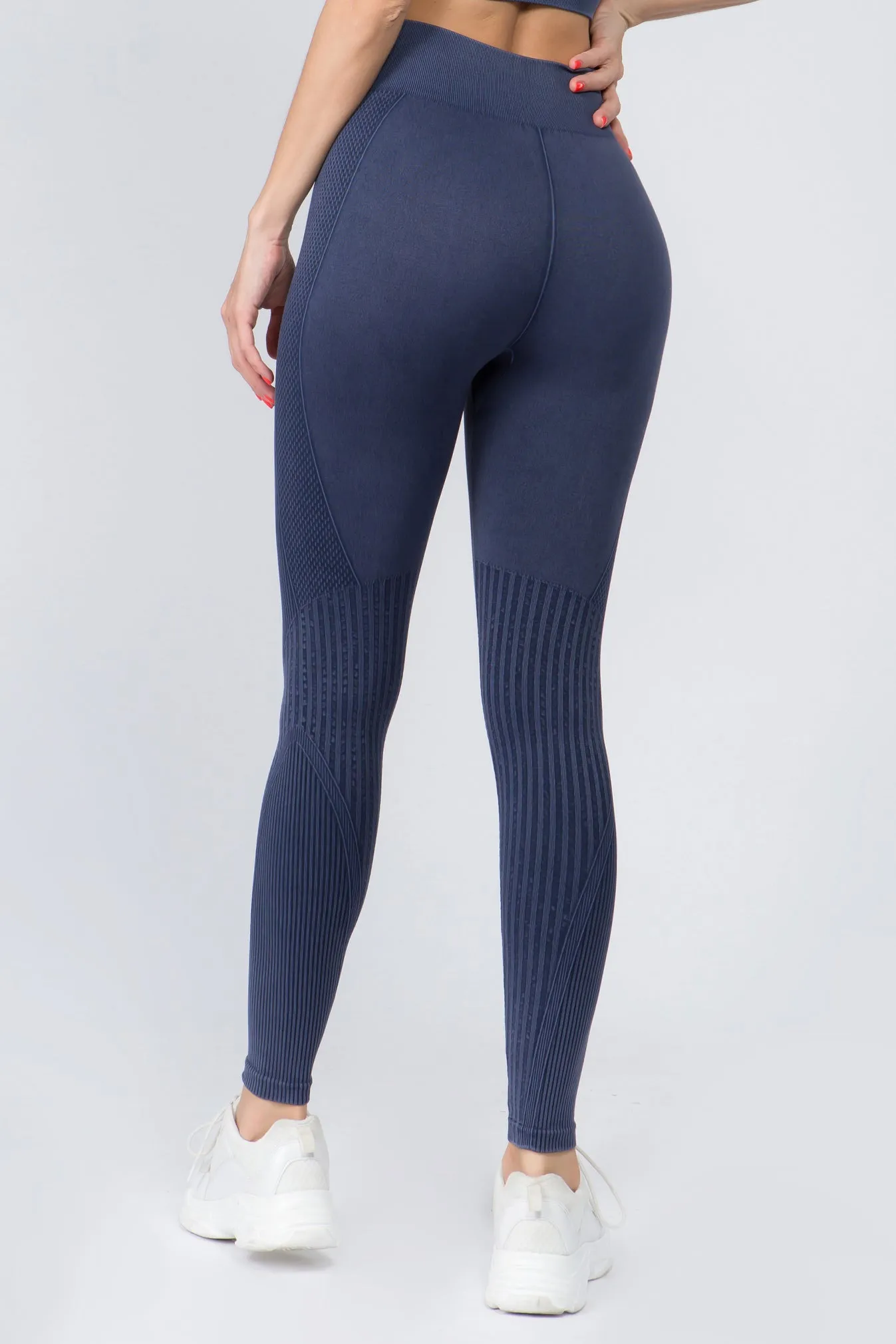 Stone Washed Moto Style Seamless Leggings