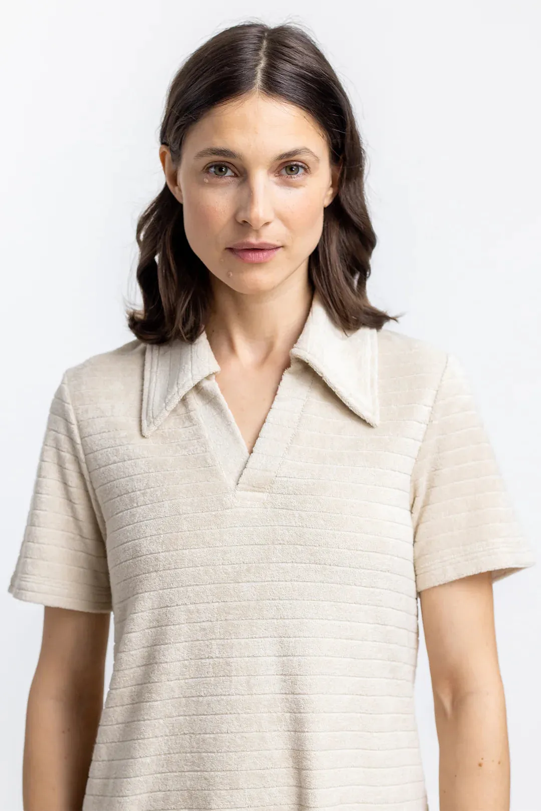 terry cotton polo dress - summer sand