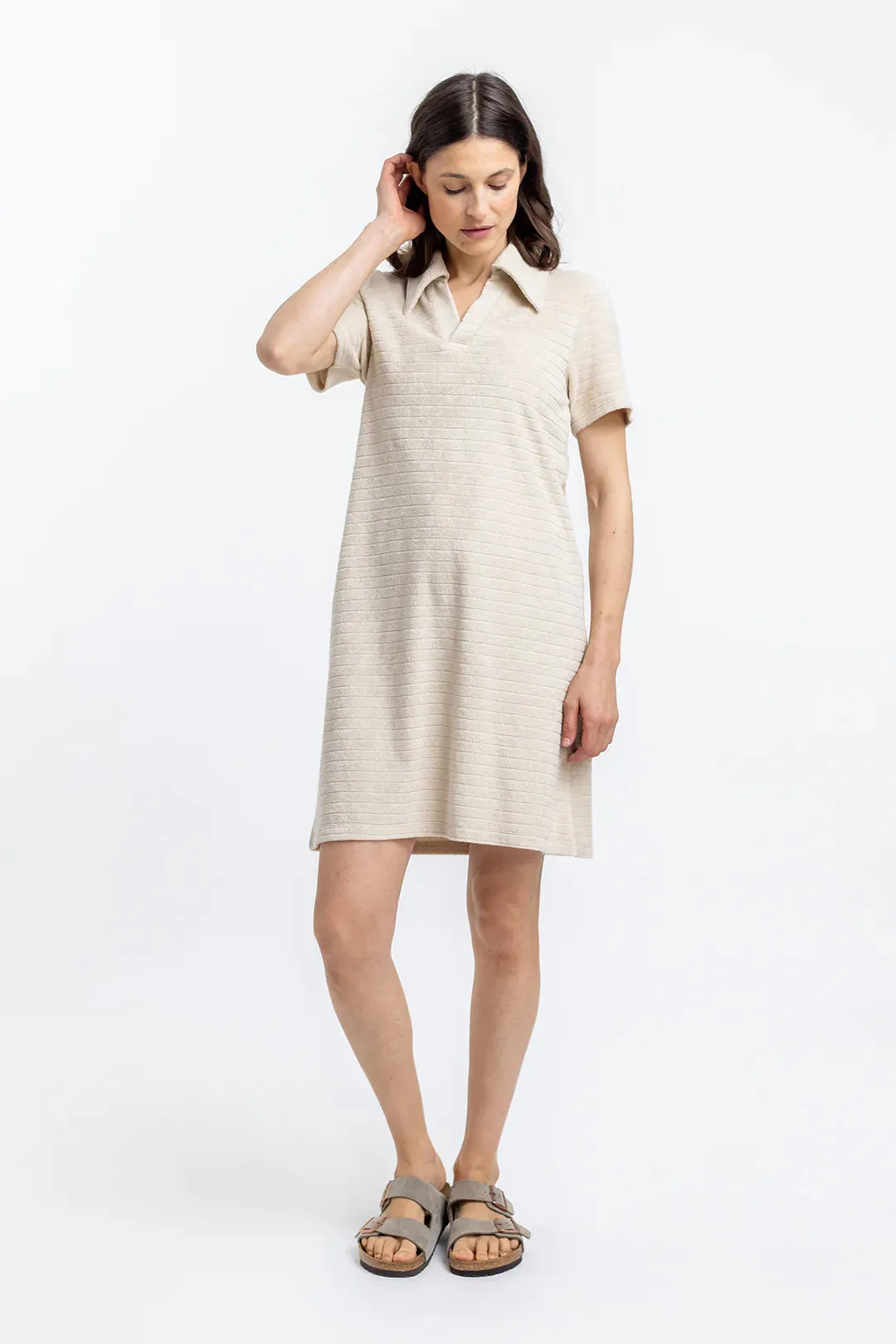 terry cotton polo dress - summer sand