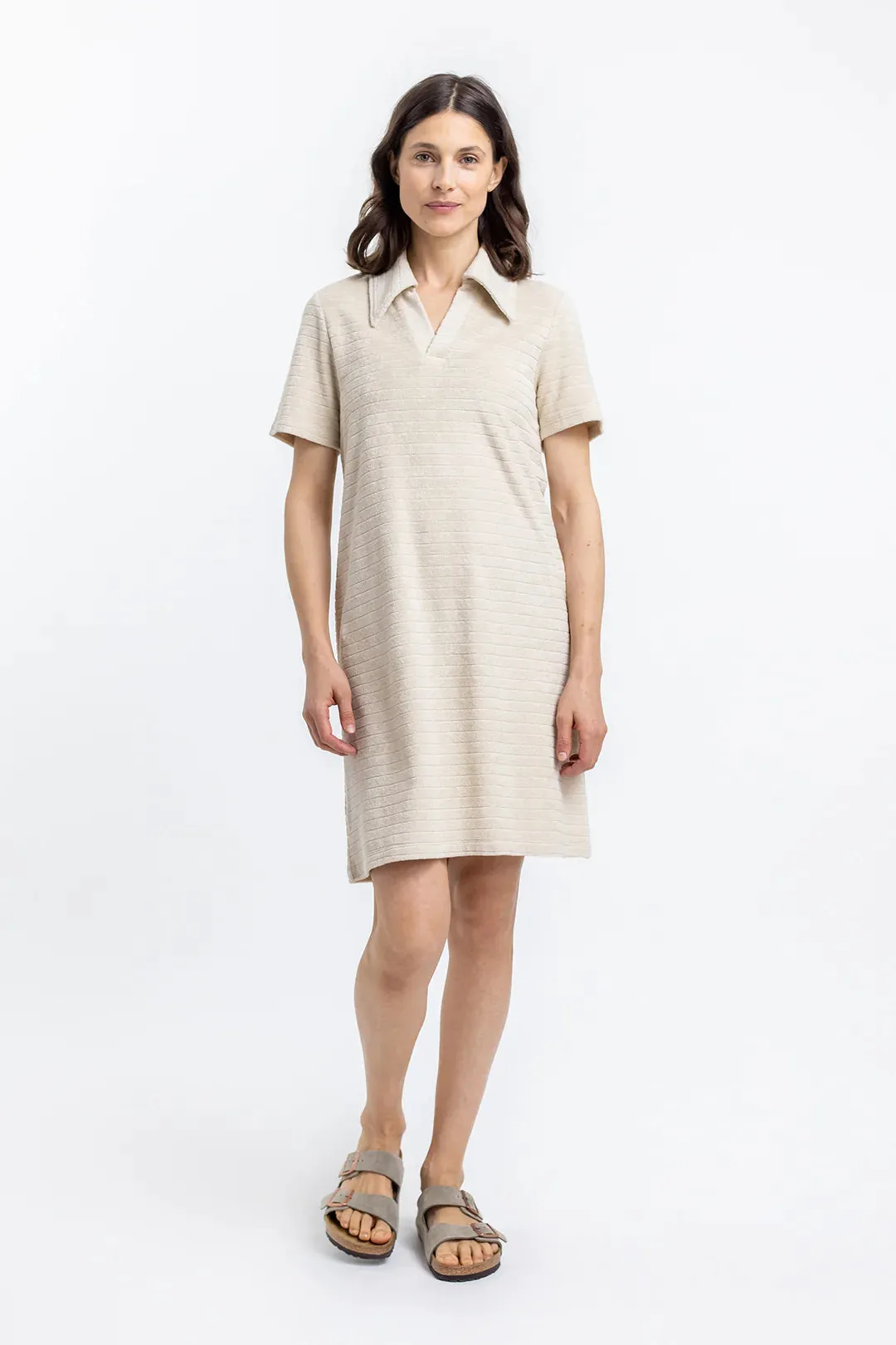 terry cotton polo dress - summer sand