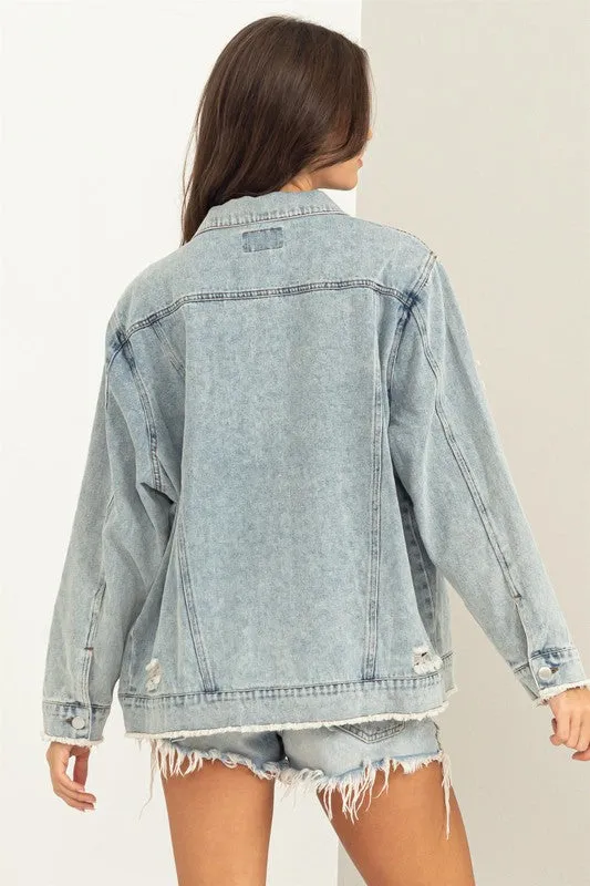 TOTAL STYLER DISTRESSED LONG-SLEEVE DENIM JACKET - Final Sale