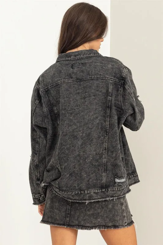 TOTAL STYLER DISTRESSED LONG-SLEEVE DENIM JACKET - Final Sale