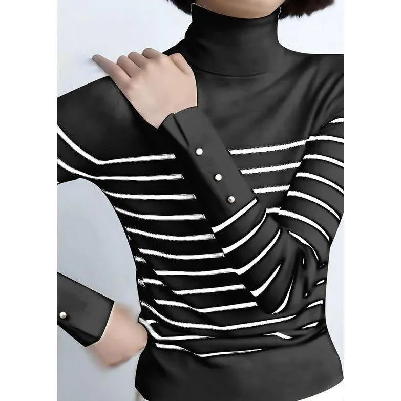 Turtleneck Buttoned Sleeve Top