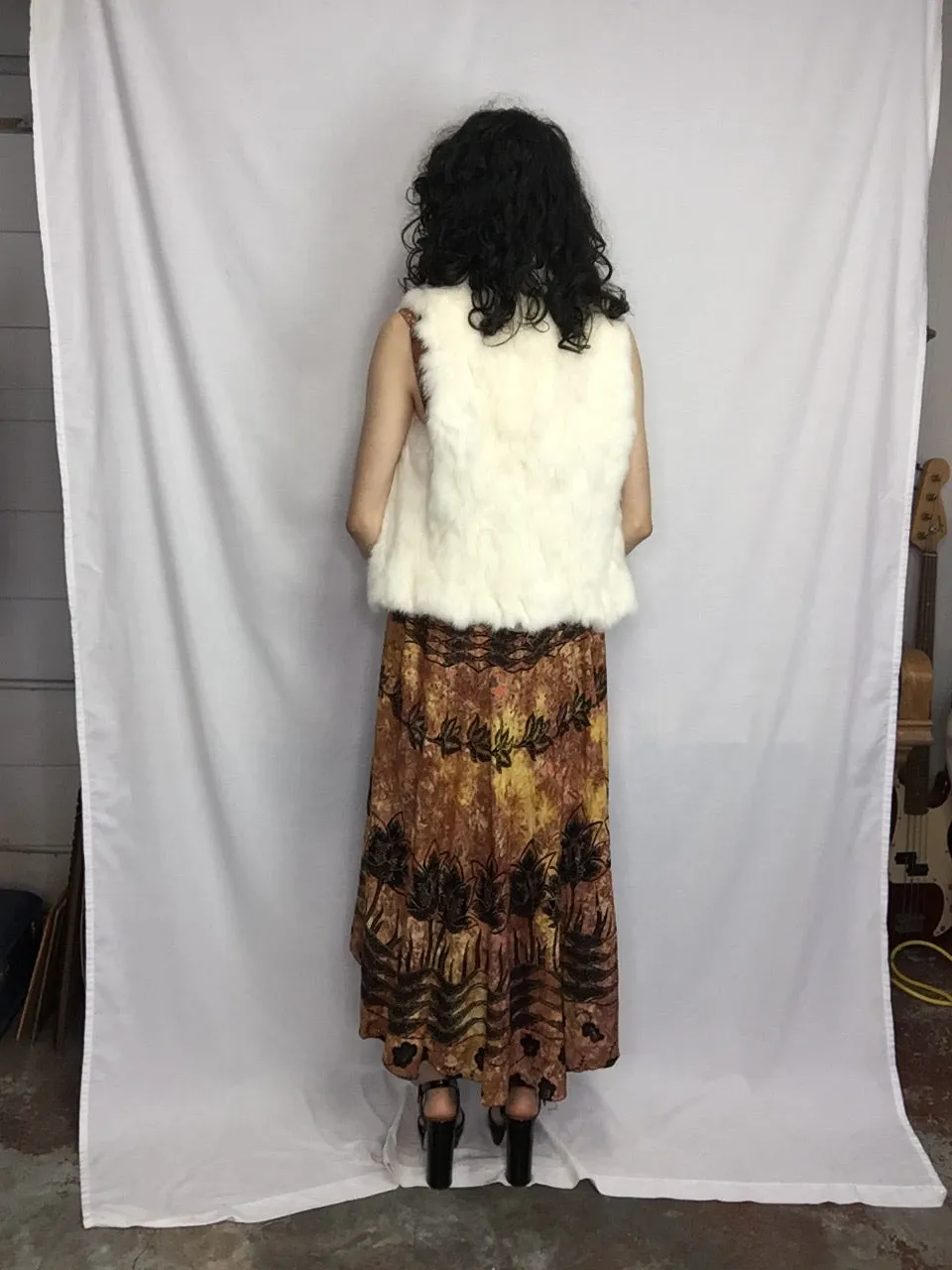 Vintage | Charles Klein White Rabbit Fur Boho Hippie Vest | Size M