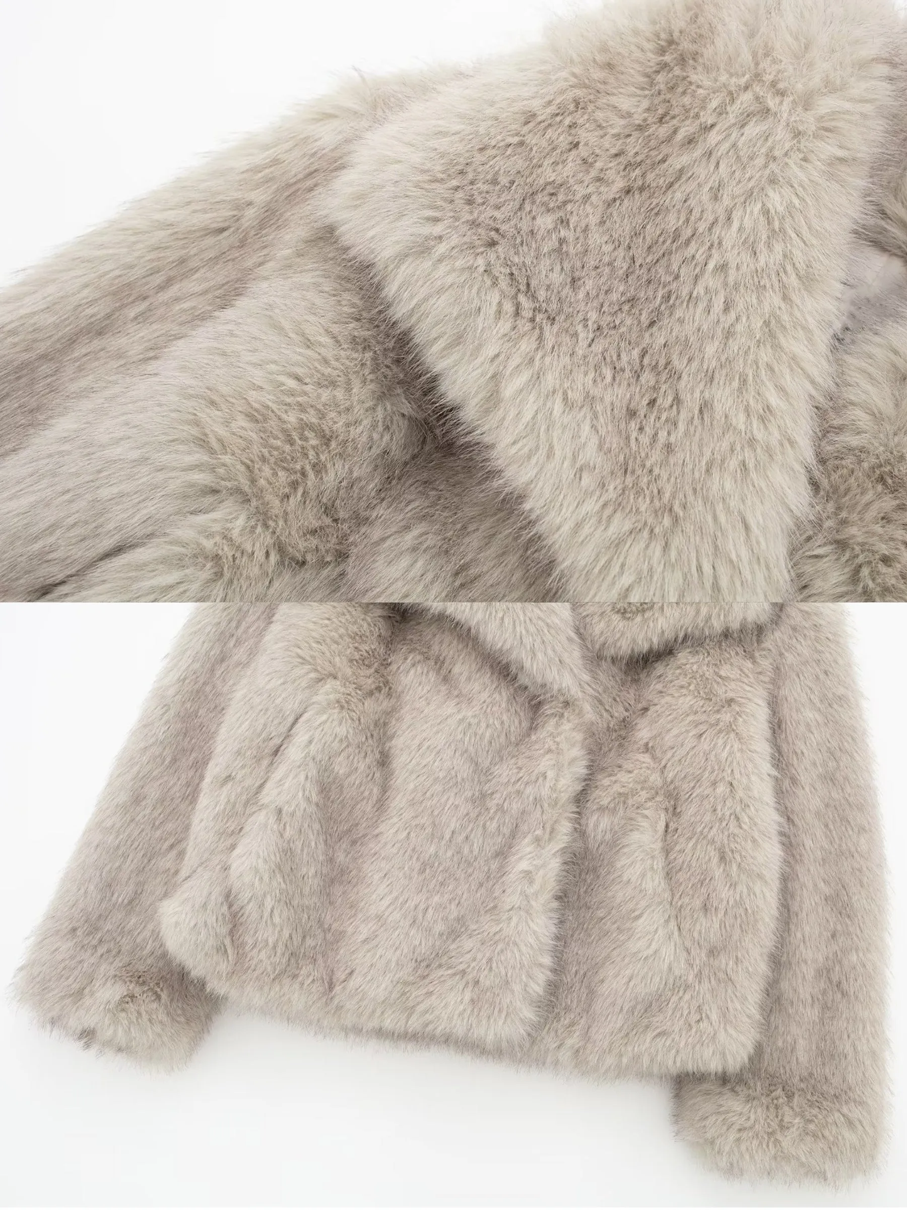 Vvsha Asuna Faux Fur Jacket in Light Grey