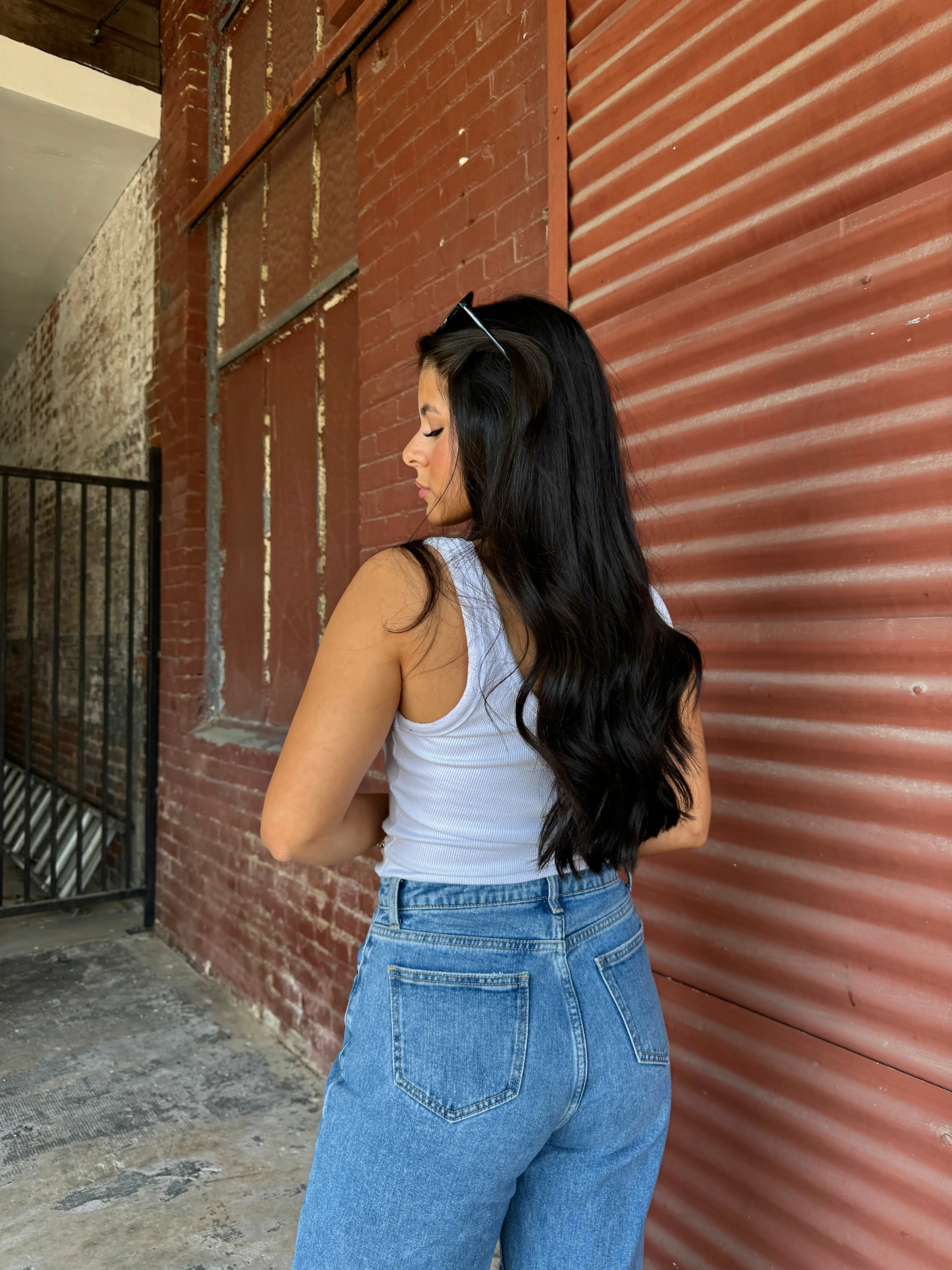 White Boyfriend Ribbed Tank