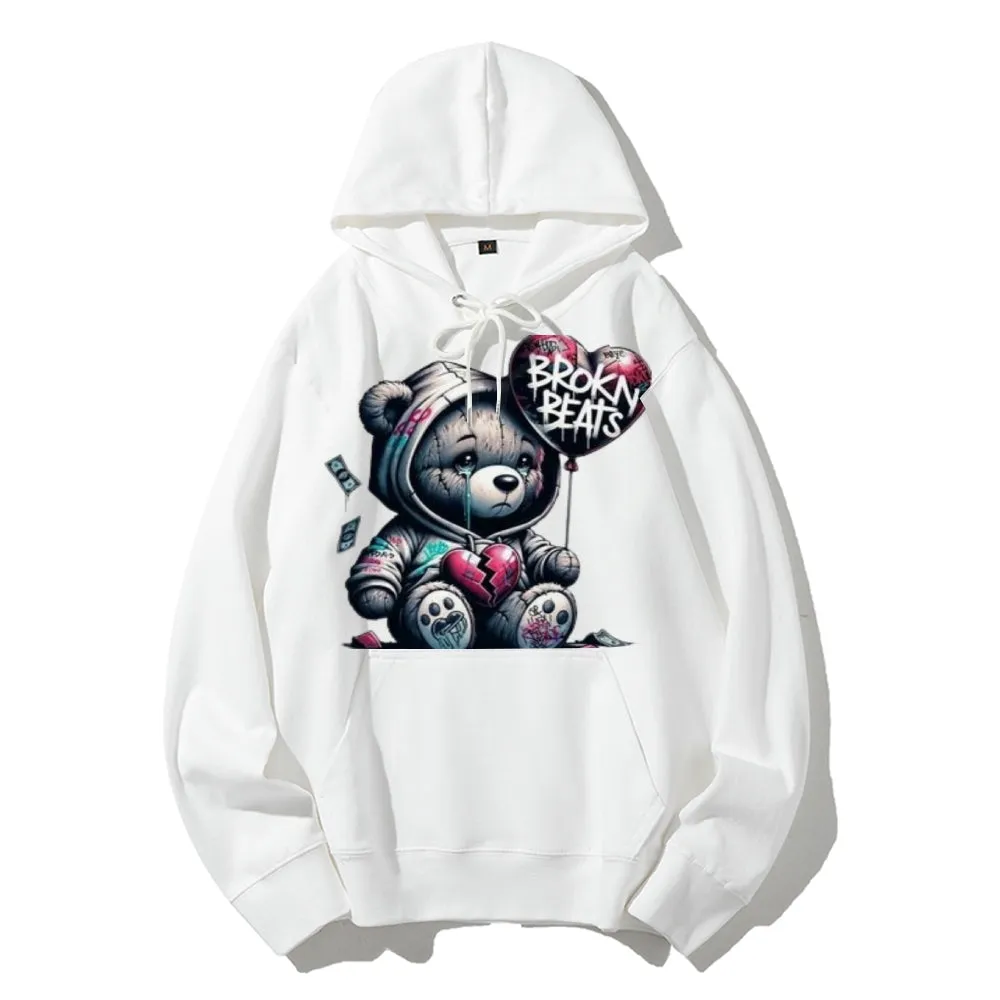 Women Cute Broken Bear Graphic Hoodies